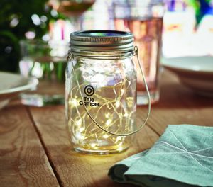 POT LAMP Solar Mason Jar Outdoor Lamp with 20 LED Lights - GiftRetail MO6341