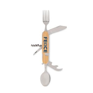 SUBETE 5-in-1 Folding Camping Cutlery Set with Wooden Case - GiftRetail MO6473