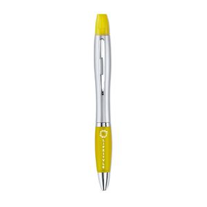 RIO DUO Silver Satin 2-in-1 Ball Pen and Highlighter Duo - GiftRetail MO7440