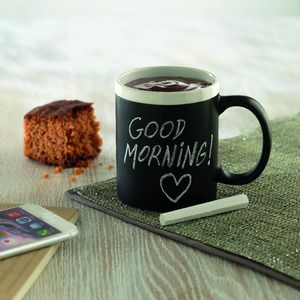 CHALCKY Eco-Friendly Chalkboard Stoneware Mug 300ml - GiftRetail MO8658