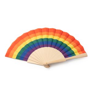 Stamina FN3114 - KEROS Hand fan with wooden ribs and multicolour fabric