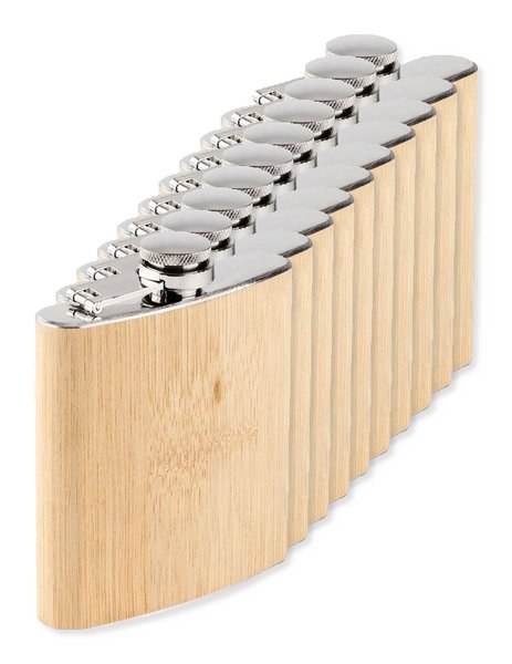 Pack of 10 GiftRetail MO6356 - HIPHIP Eco-Friendly Bamboo Slim Hip Flask 175ml